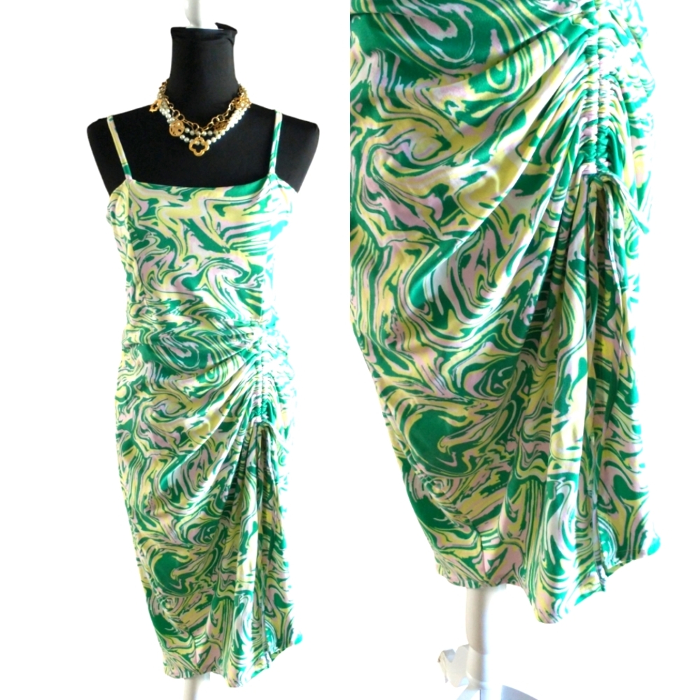 Bluenotes Green/ Pink Women's Midi Dress